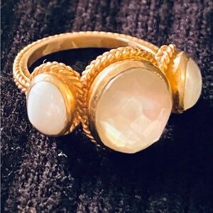 Julie Vos Calypso Gold Ring with White Stones size 6